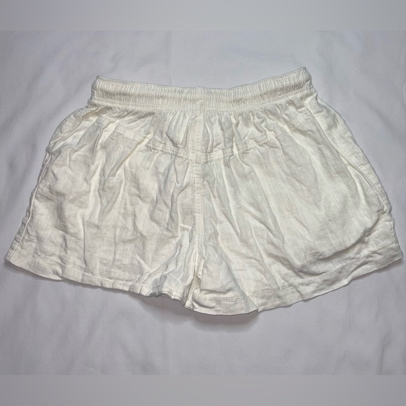Free People Size XS White Linen Blend Boho Coquette Drawstring Shorts - Picture 7 of 7